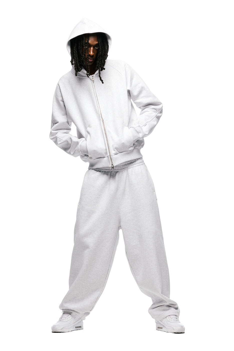 LIL CALM ZIP-HOODIE HELLGRAU MELIERT