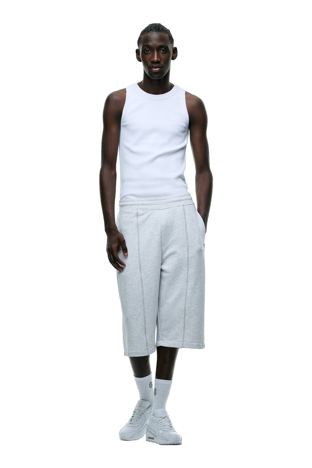 6PM+ LANGE SHORTS HELLGRAU MELIERT