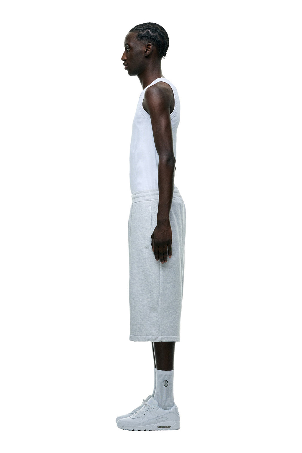 6PM+ LANGE SHORTS HELLGRAU MELIERT