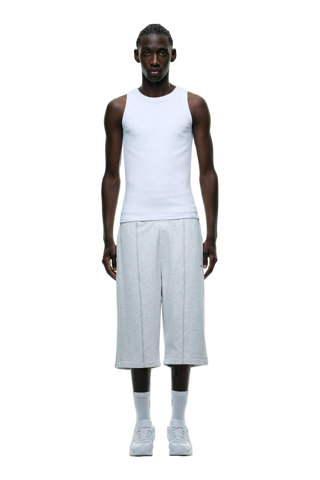 6PM+ LANGE SHORTS HELLGRAU MELIERT