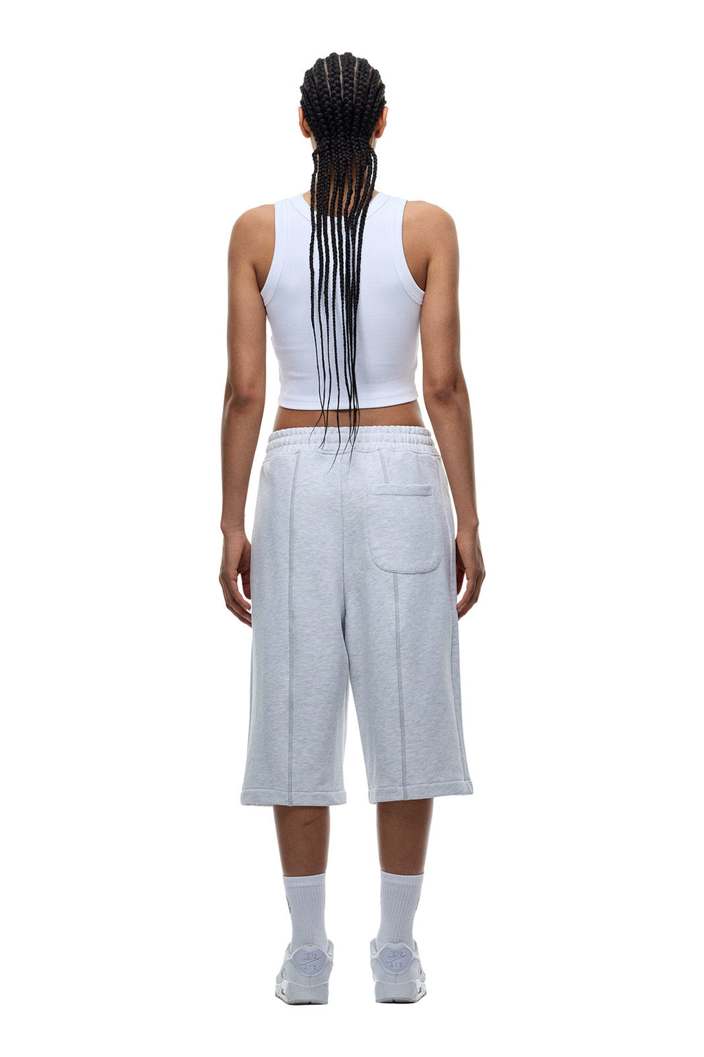 6PM+ LANGE SHORTS HELLGRAU MELIERT