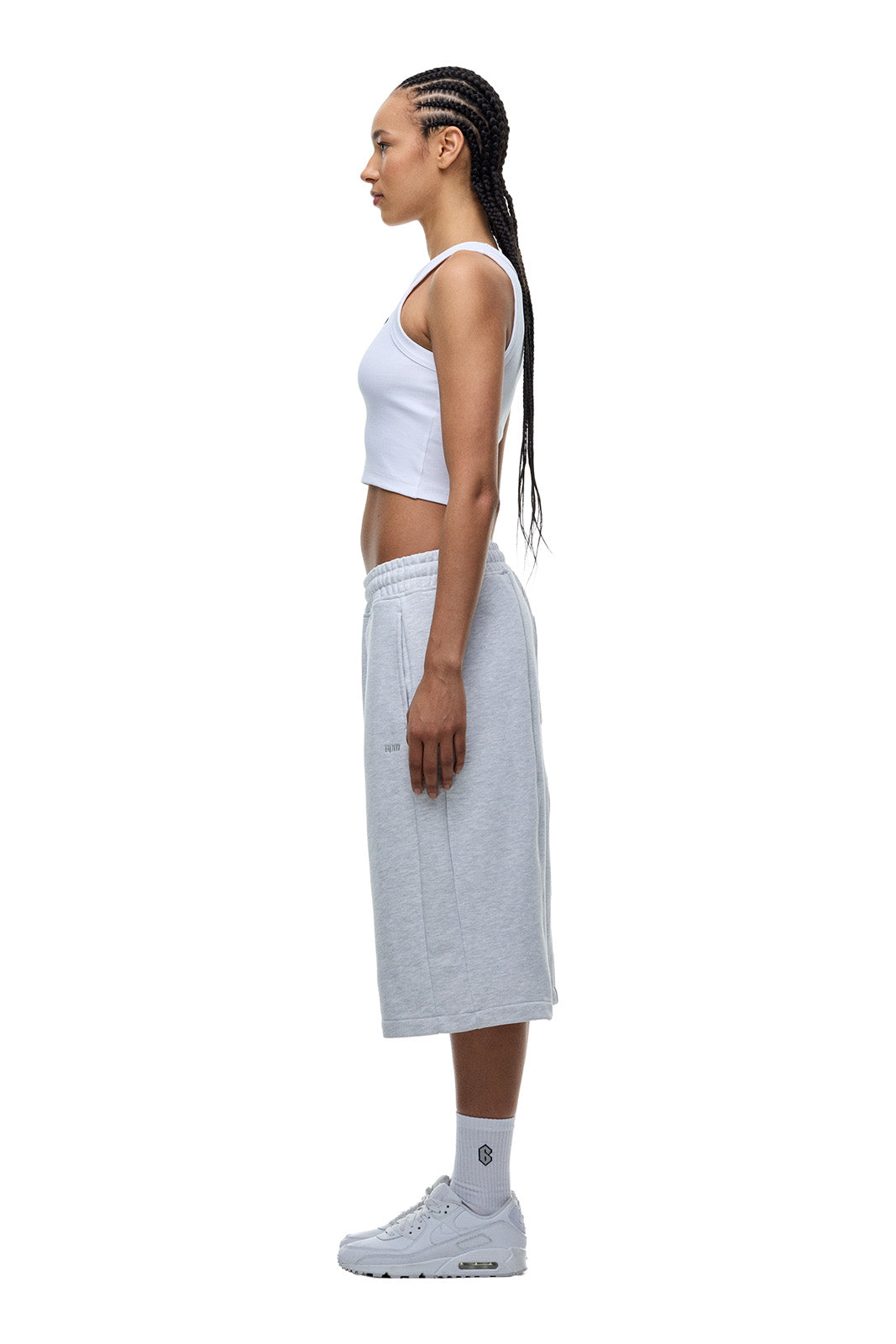 6PM+ LANGE SHORTS HELLGRAU MELIERT