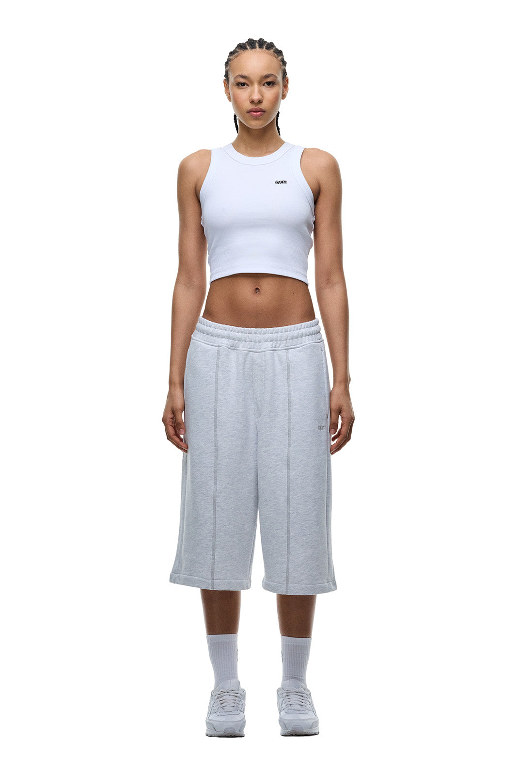 6PM+ LANGE SHORTS HELLGRAU MELIERT