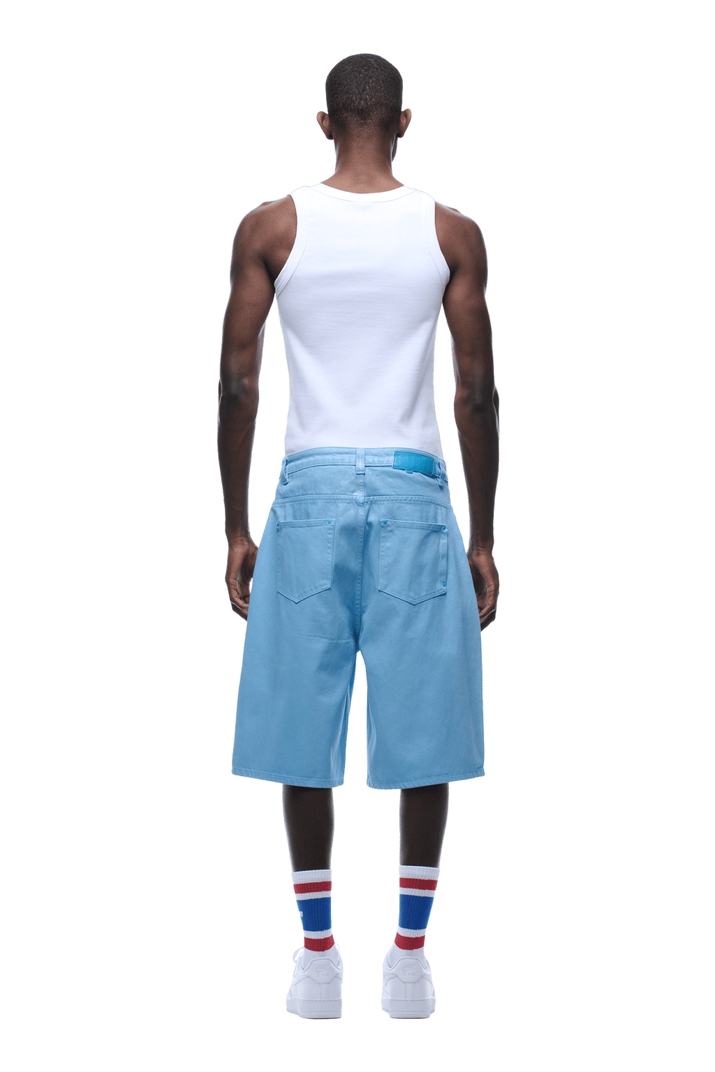 BESCHICHTETE JEANS-SHORTS HELLBLAU