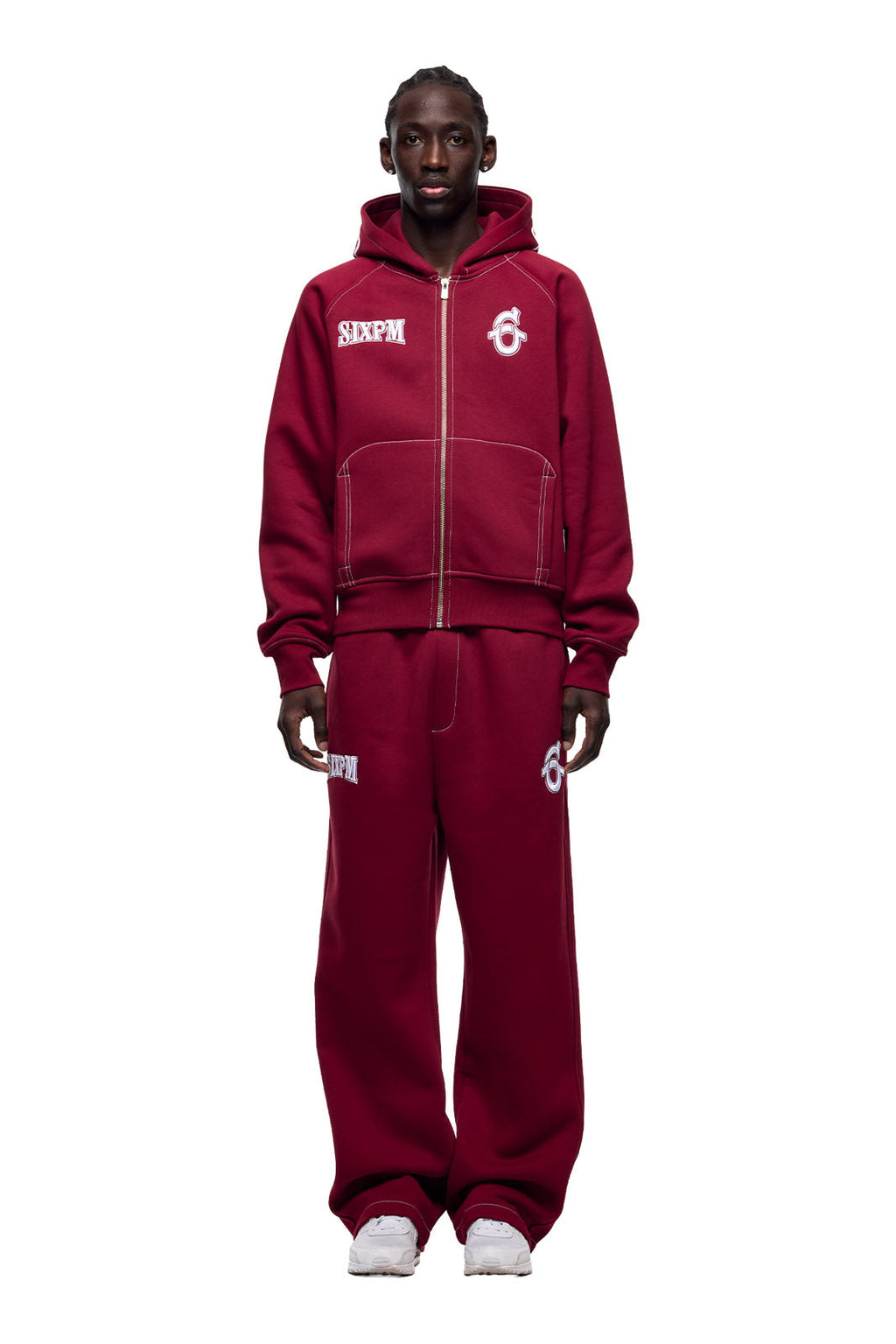 ICONS ZIP-HOODIE IN BURNED RED