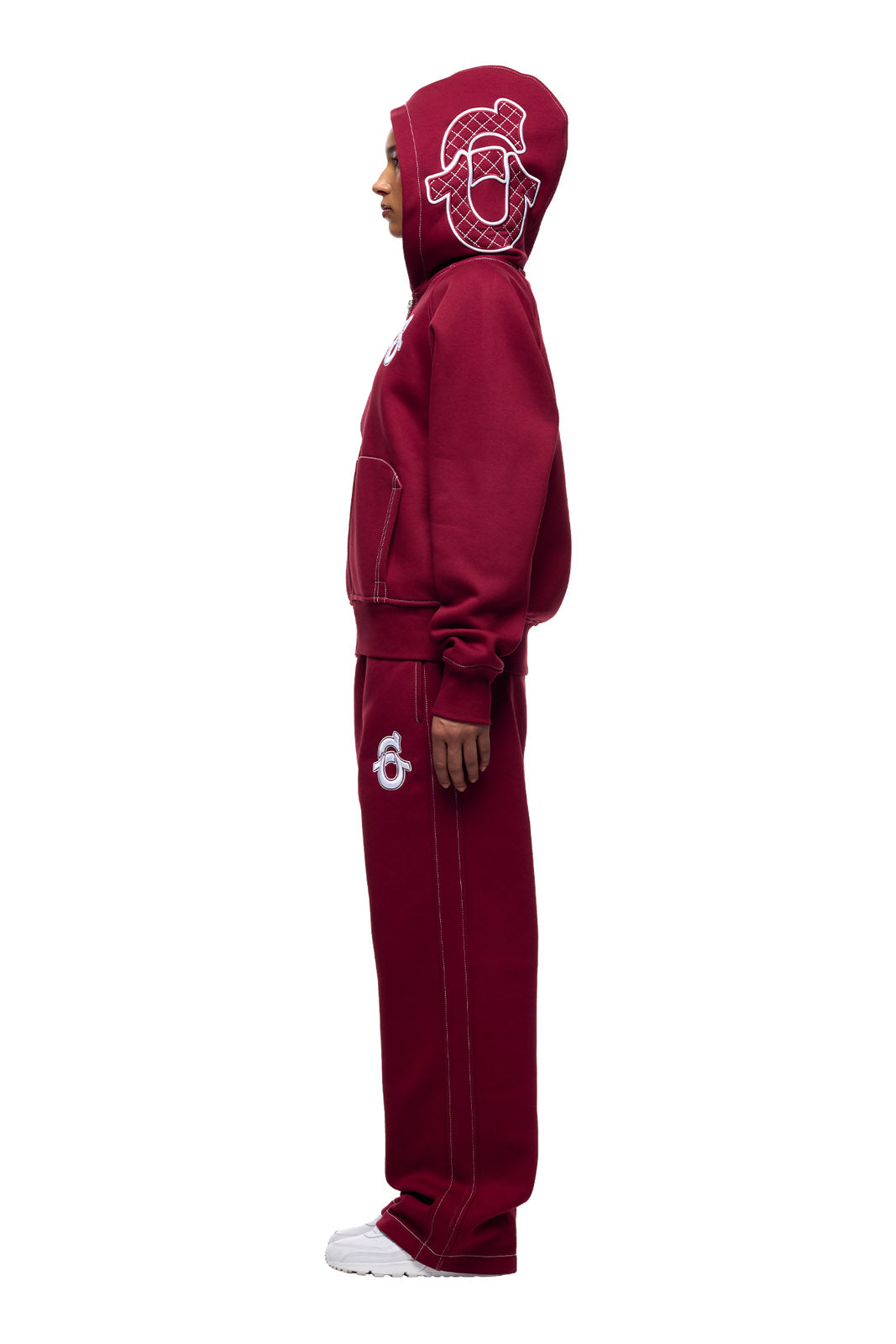 ICONS ZIP-HOODIE IN BURNED RED