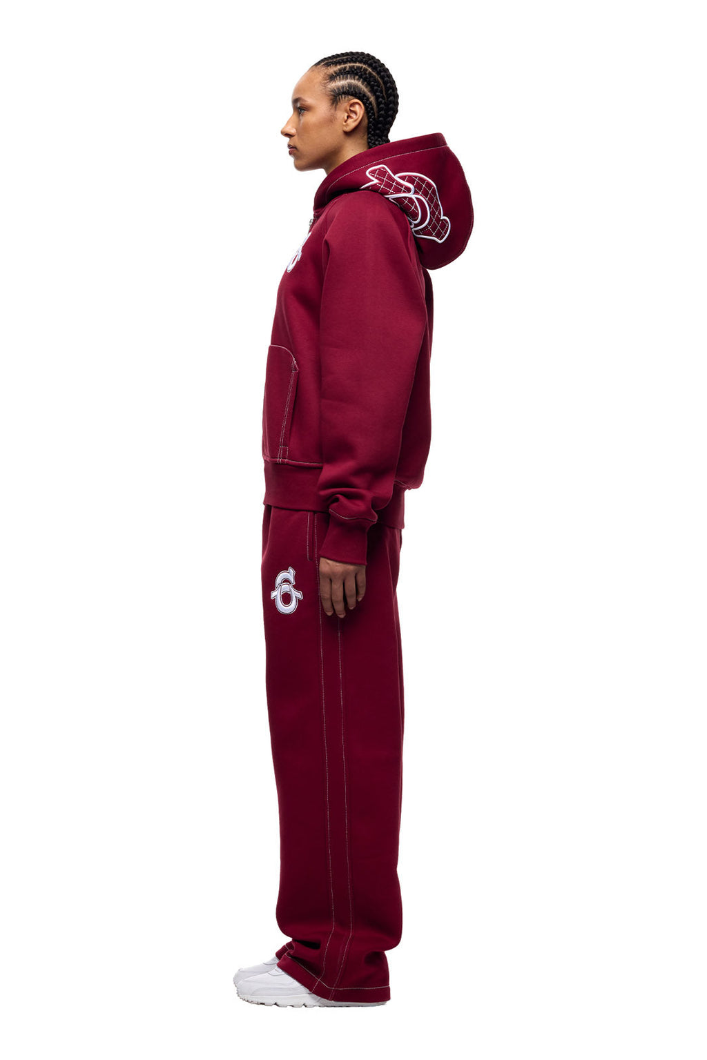 ICONS ZIP-HOODIE IN BURNED RED