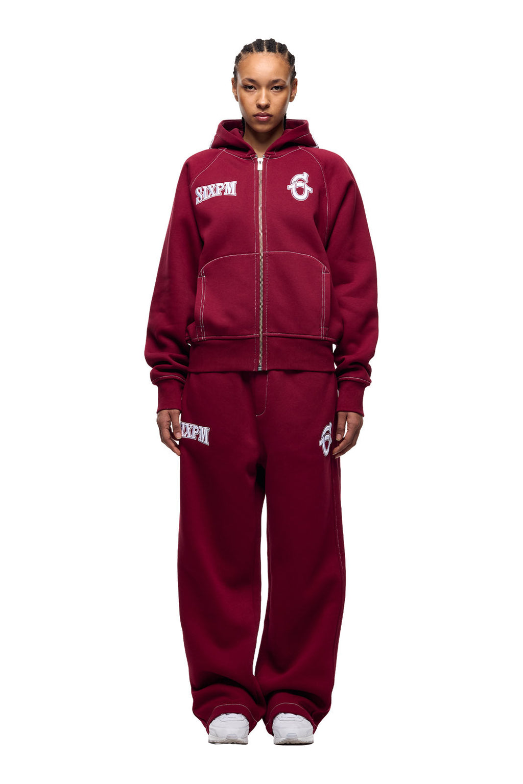 ICONS ZIP-HOODIE IN BURNED RED