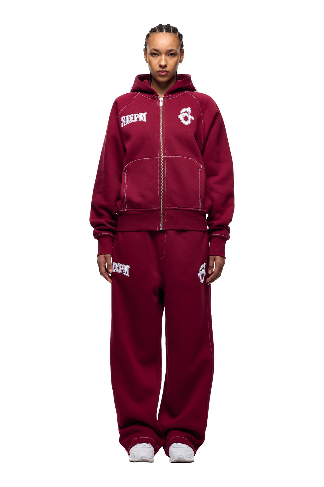 ICONS ZIP-HOODIE IN BURNED RED