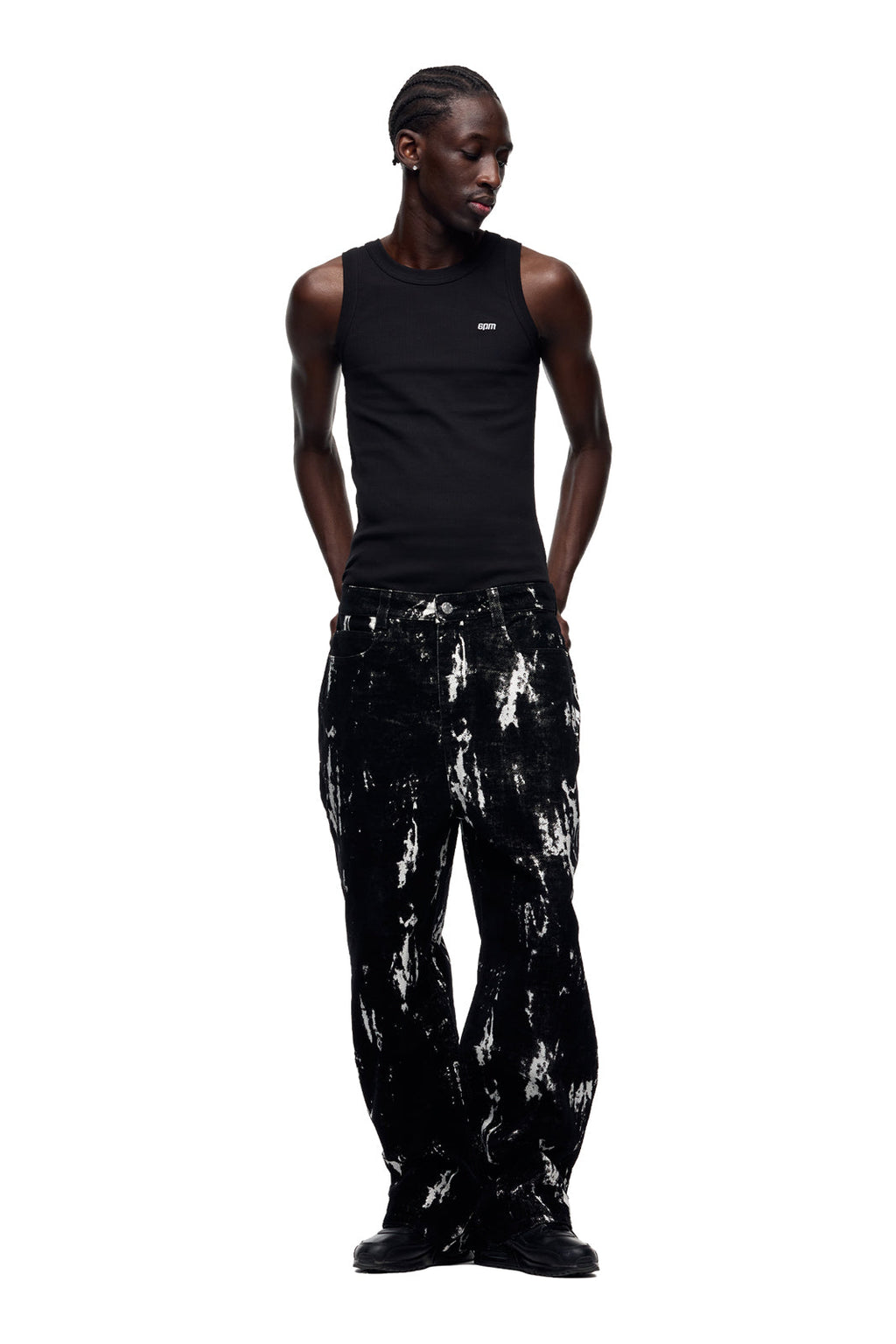 SPECKLED VELVET DENIM BLACK/WHITE