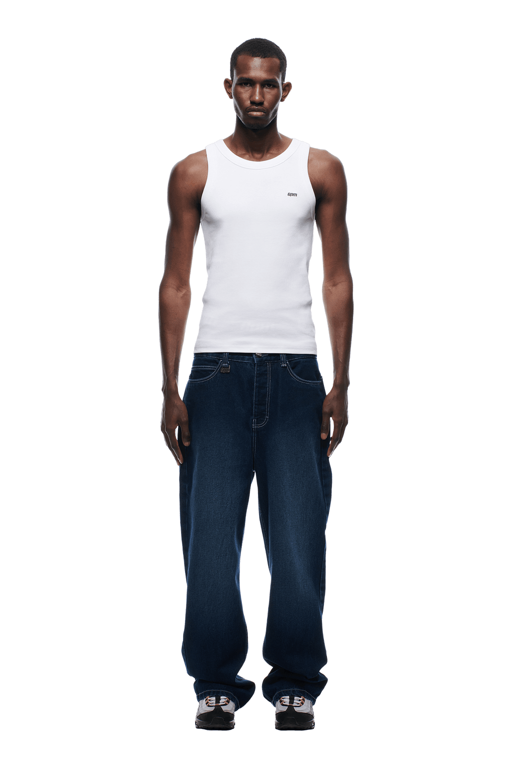 LOGO-SCHRIFTZUG DENIM GEWASCHEN DUNKELBLAU