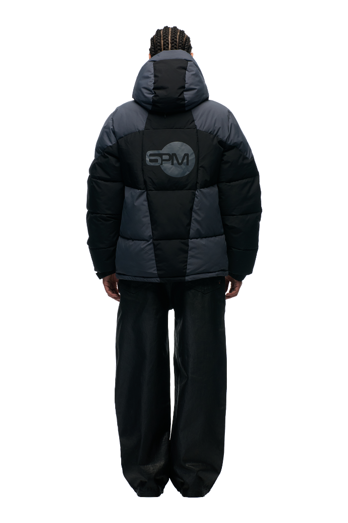 FARBBLOCK-PUFFERJACKE SCHWARZ/ANTHRAZIT