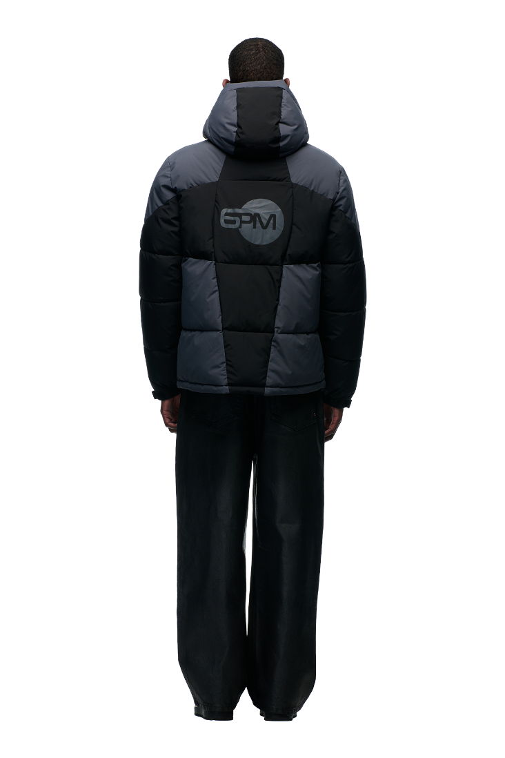 FARBBLOCK-PUFFERJACKE SCHWARZ/ANTHRAZIT