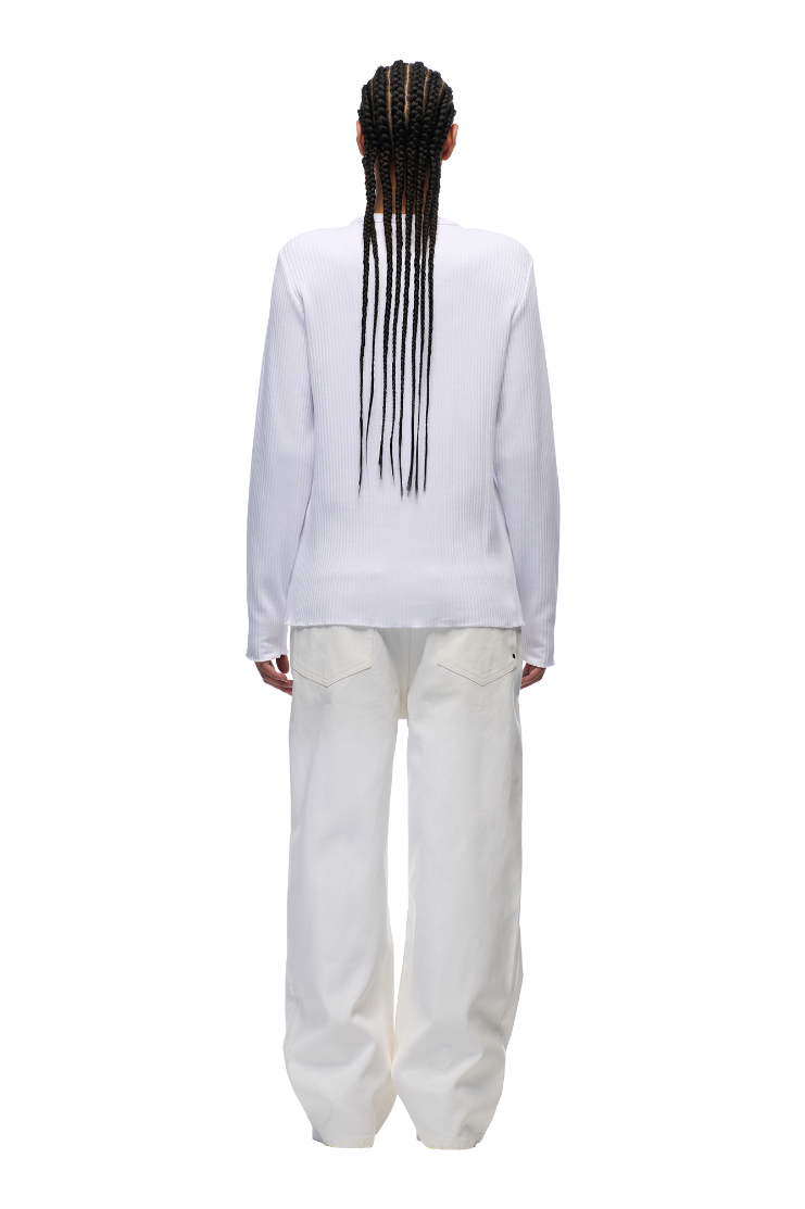 6PM+ LANGARM-RIPPSHIRT WEISS