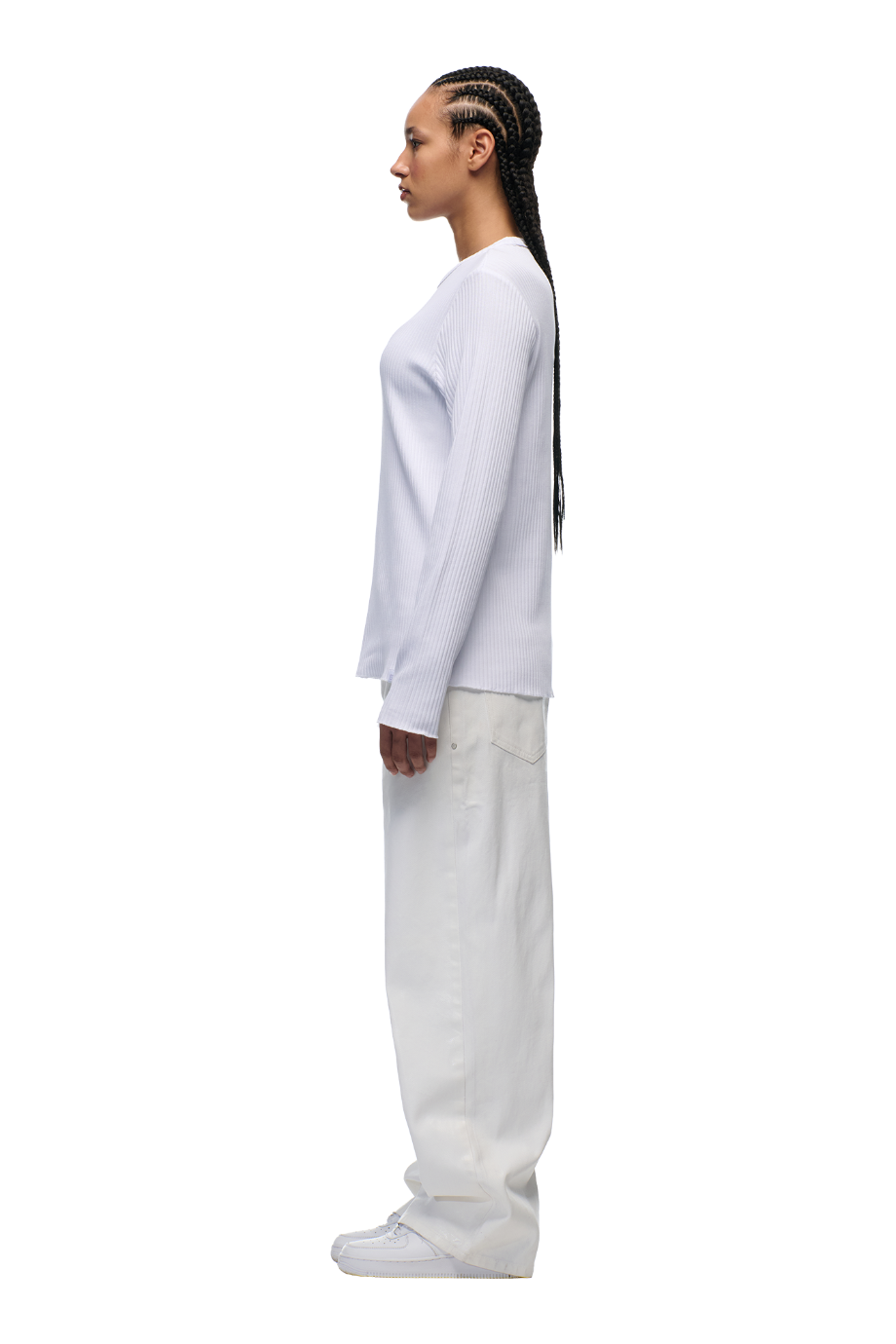 6PM+ LANGARM-RIPPSHIRT WEISS