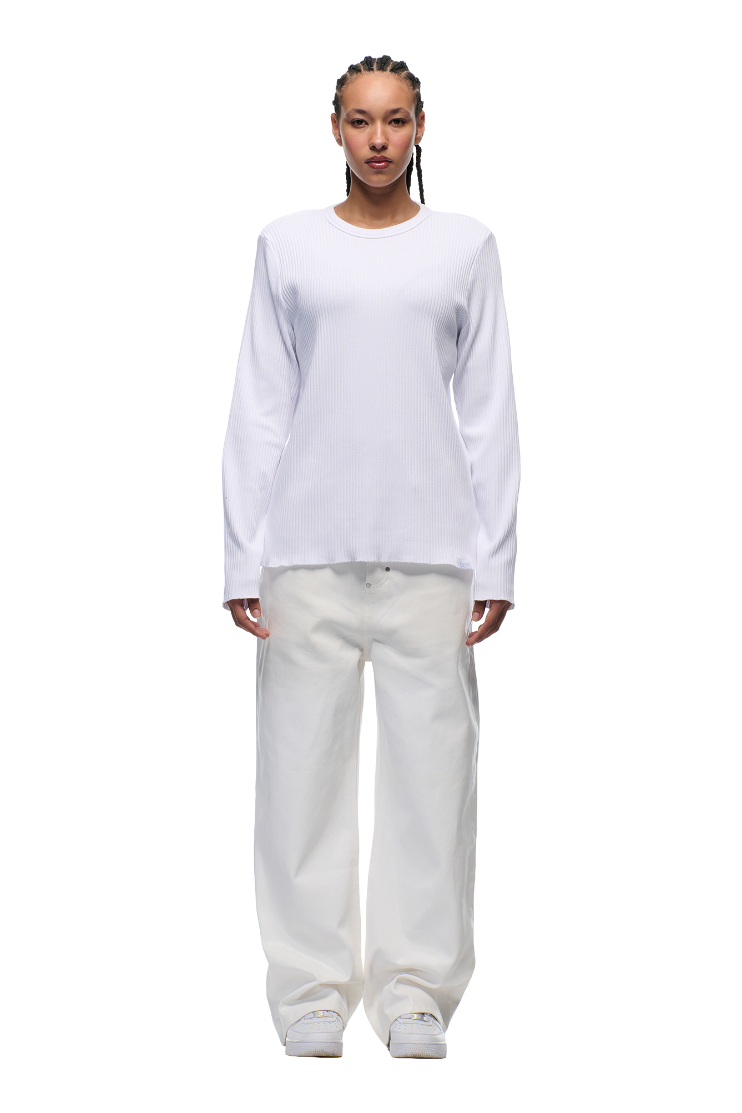 6PM+ LANGARM-RIPPSHIRT WEISS