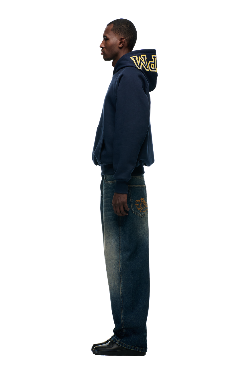 COLLEGE-LETTER-HOODIE MITTERNACHTSBLAU