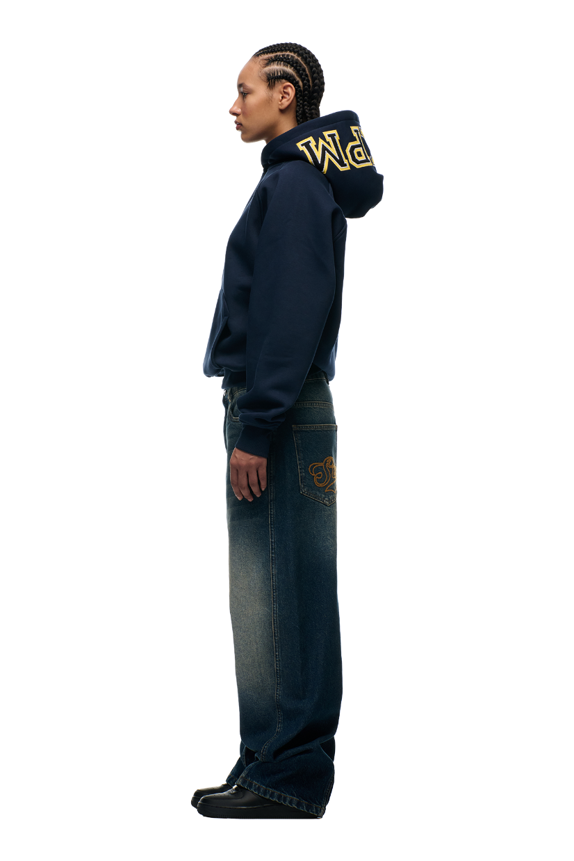 COLLEGE-LETTER-HOODIE MITTERNACHTSBLAU