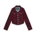 DAMEN SAMT-JEANSJACKE BORDEAUXROT