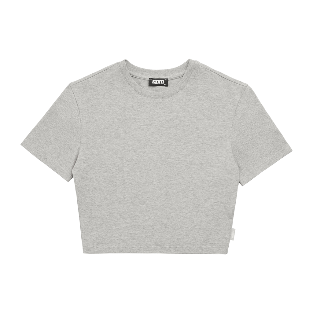 DAMEN CROPPED T-SHIRT GRAU MELIERT