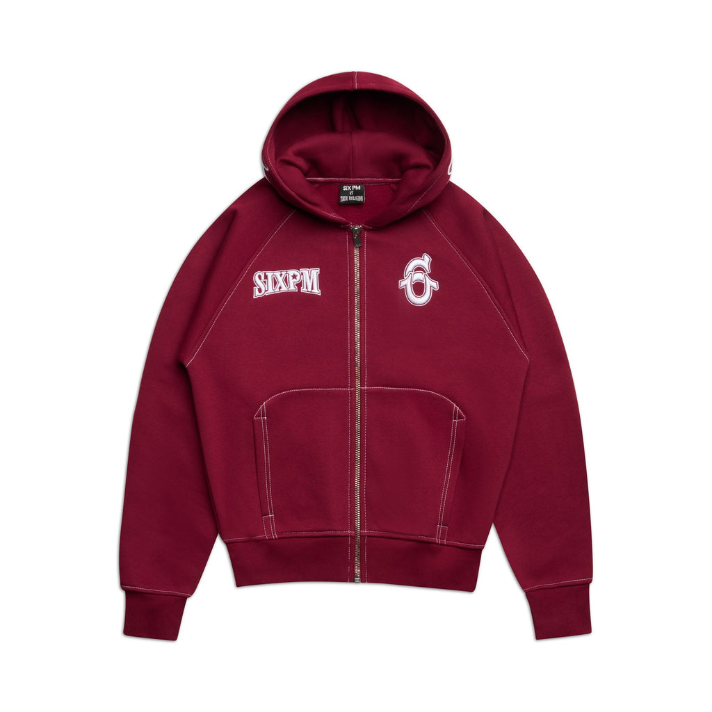 ICONS ZIP-HOODIE IN BURNED RED
