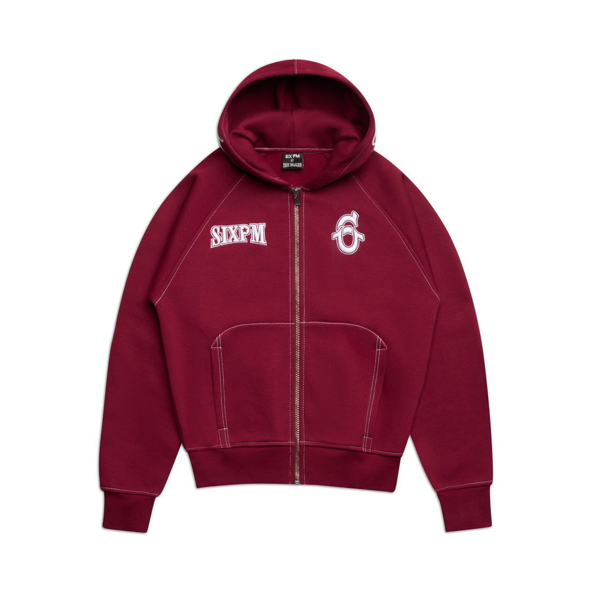 ICONS ZIP-HOODIE IN BURNED RED