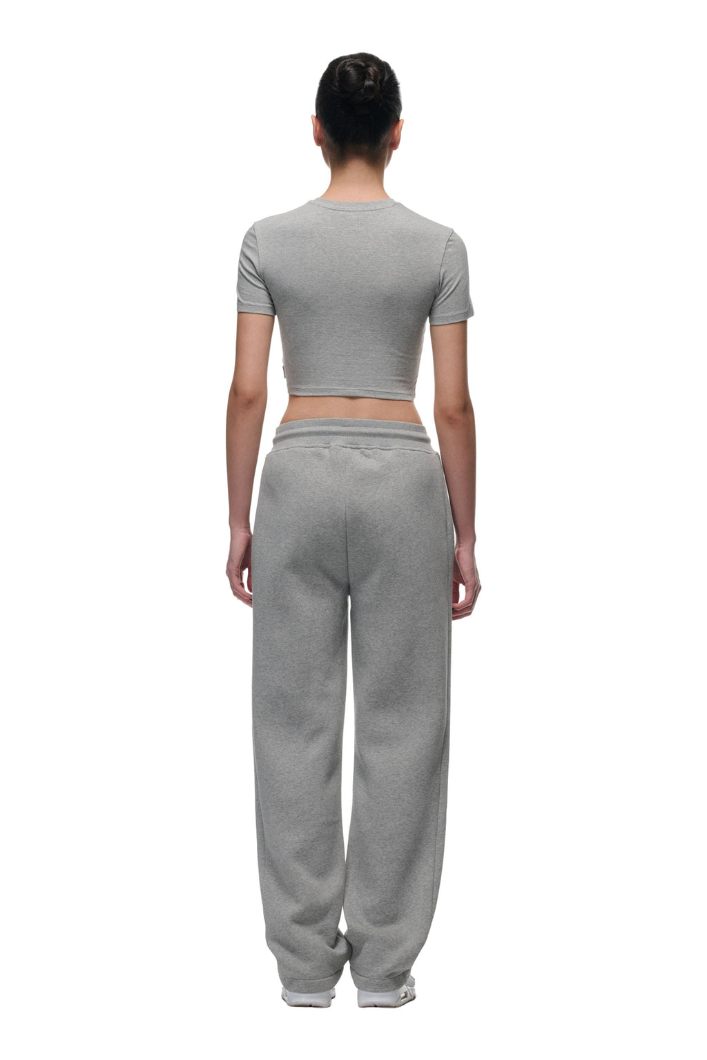 DAMEN CROPPED T-SHIRT GRAU MELIERT