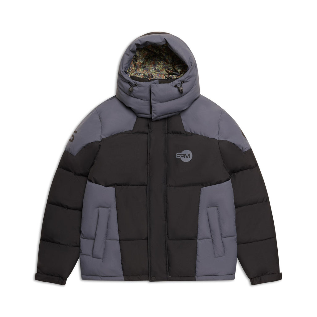 FARBBLOCK-PUFFERJACKE SCHWARZ/ANTHRAZIT