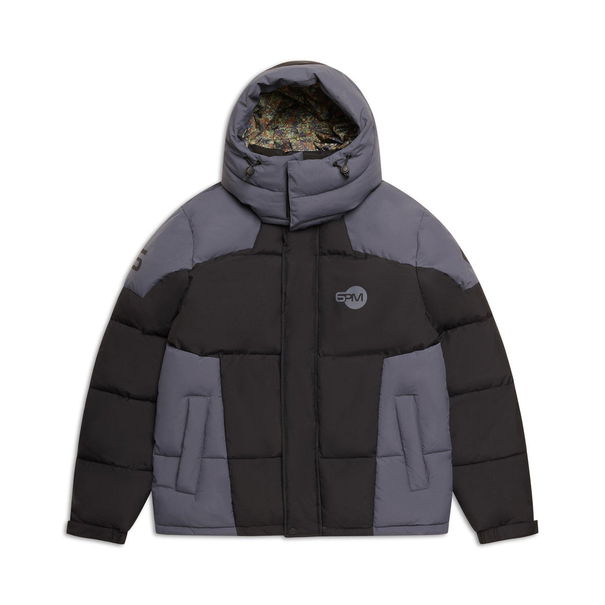 FARBBLOCK-PUFFERJACKE SCHWARZ/ANTHRAZIT