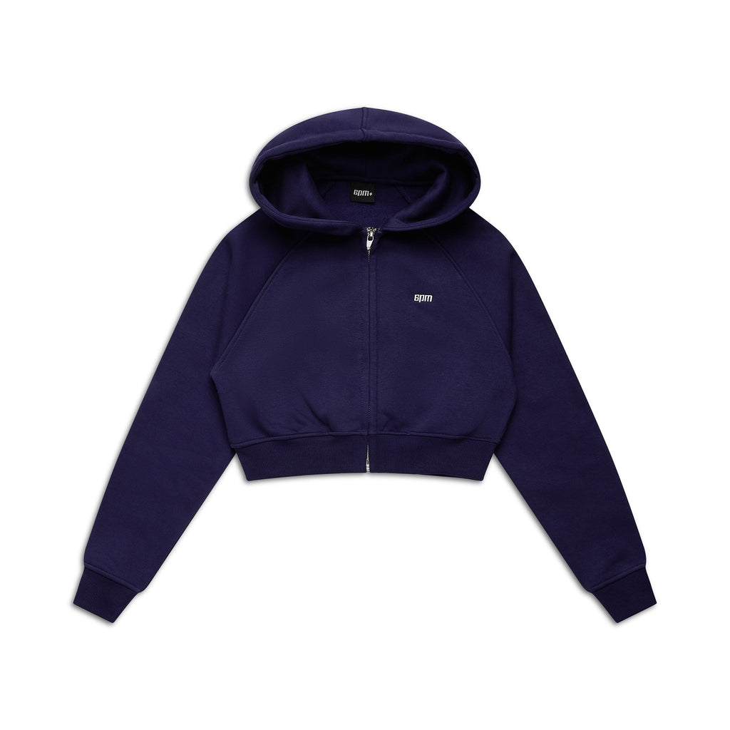DAMEN-ZIP-HOODIE CROPPED ORBIT BLUE