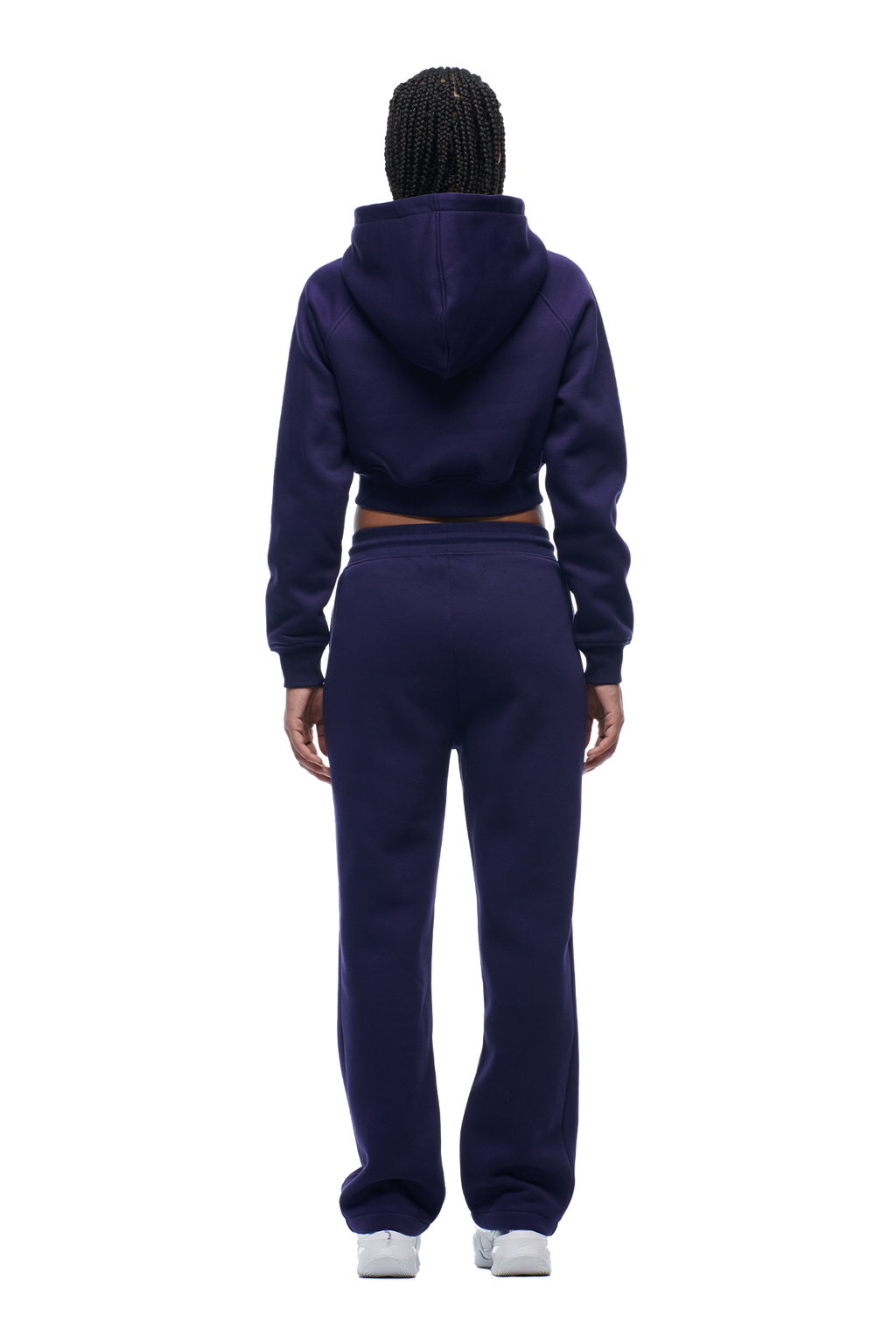 DAMEN-ZIP-HOODIE CROPPED ORBIT BLUE