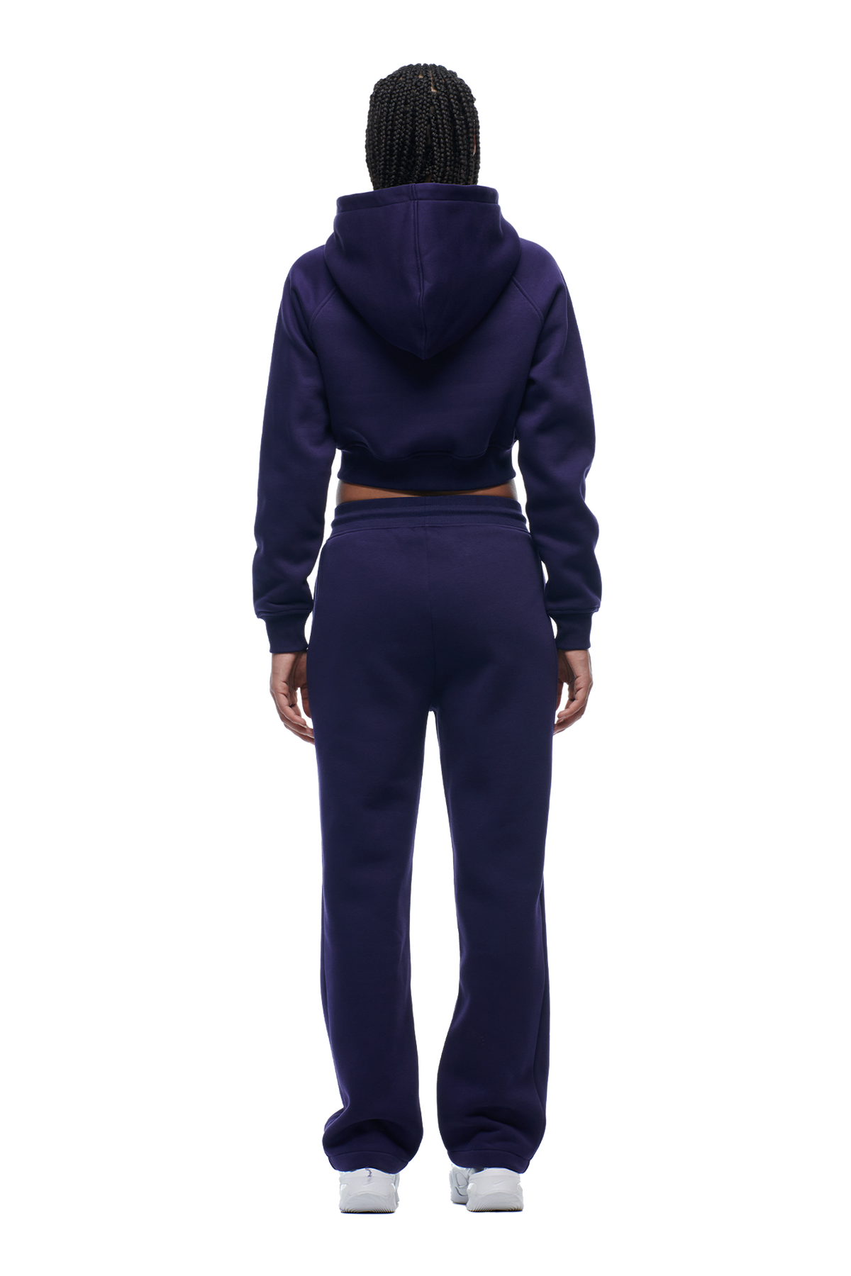 DAMEN-ZIP-HOODIE CROPPED ORBIT BLUE
